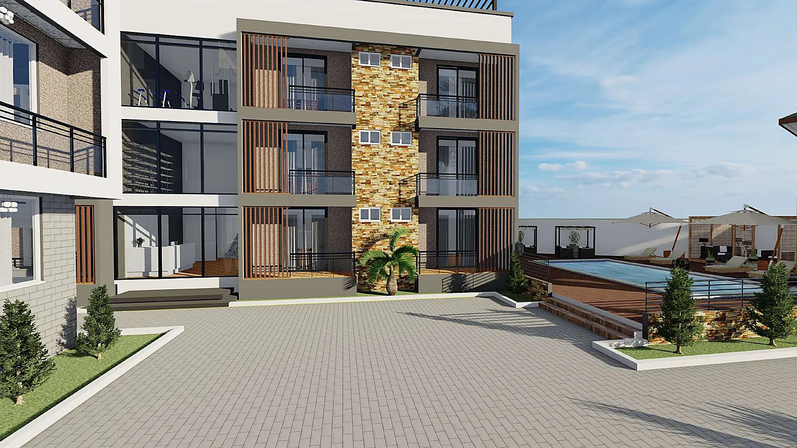 Residential pool and amenity concept