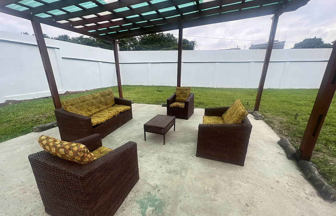 Completed landscaped sitting area