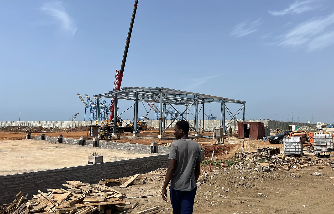 Structural steel installation in progress